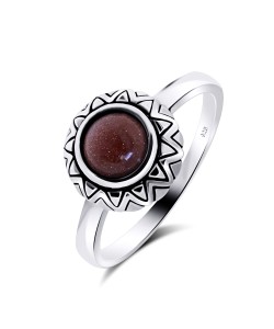Gold Sand Stone Silver Rings NSR-2376